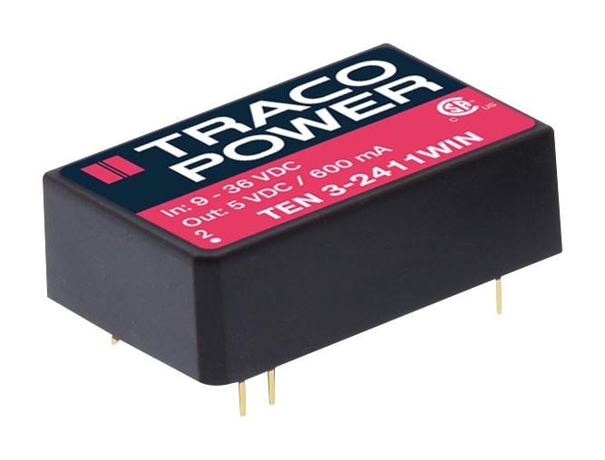 TEN 3-2413WIN DC-DC CONVERTER, 15V, 0.2A, DIP TRACO POWER