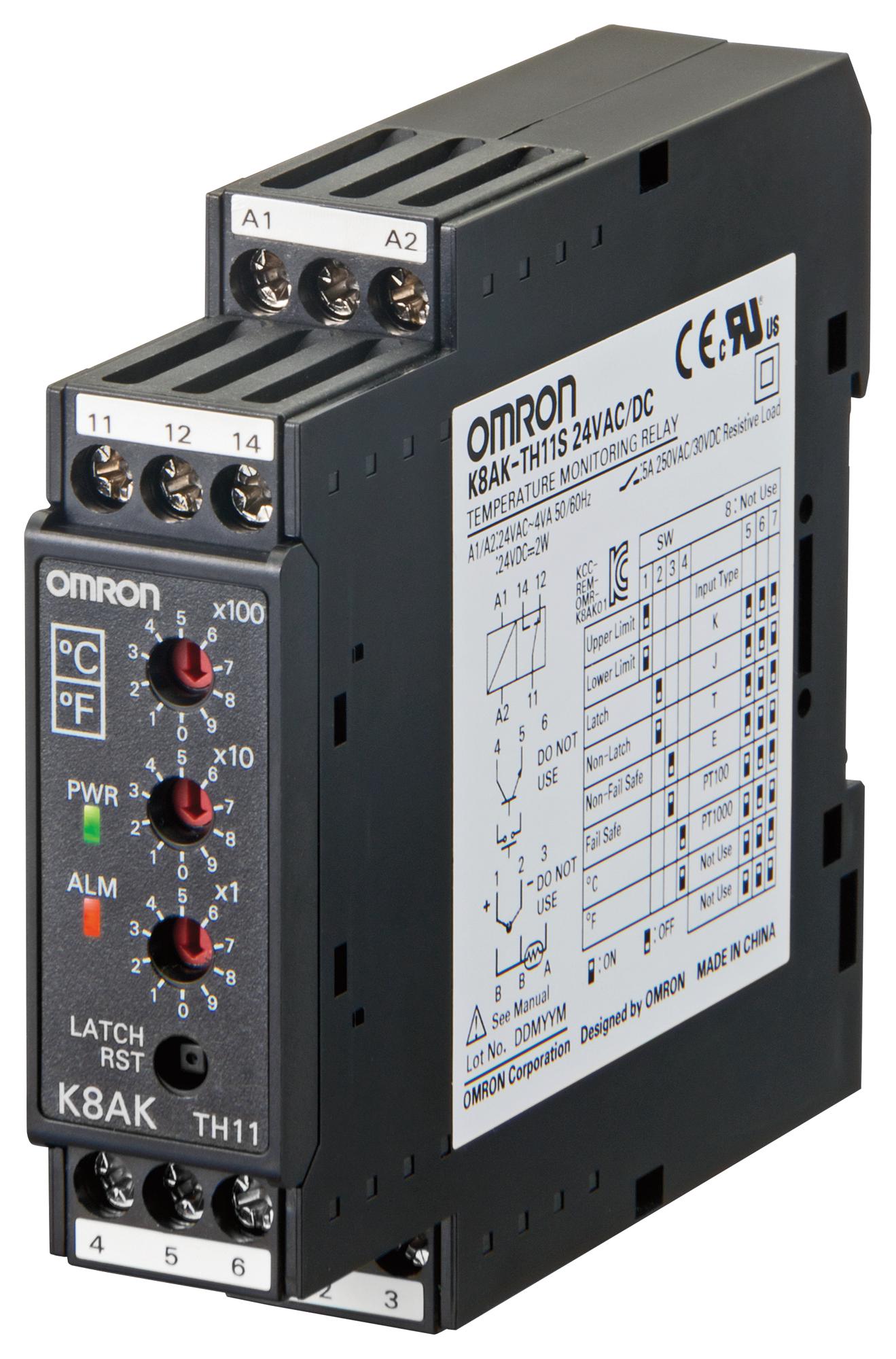 K8AK-TH11S 24VAC/DC TEMPERATURE MONITORING RELAY, SPDT OMRON