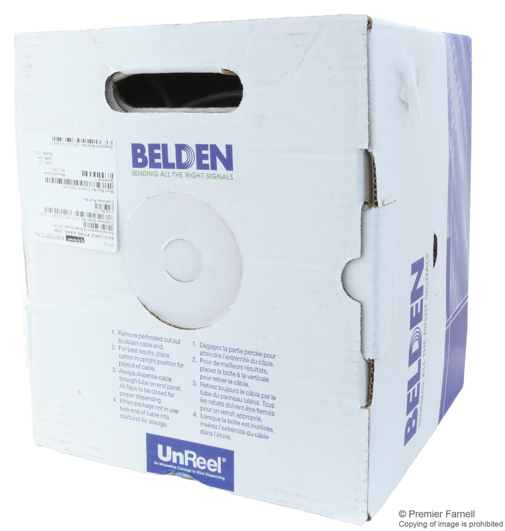 5506FE 008U500 SHLD CABLE, 8CORE, 22AWG, 152M BELDEN