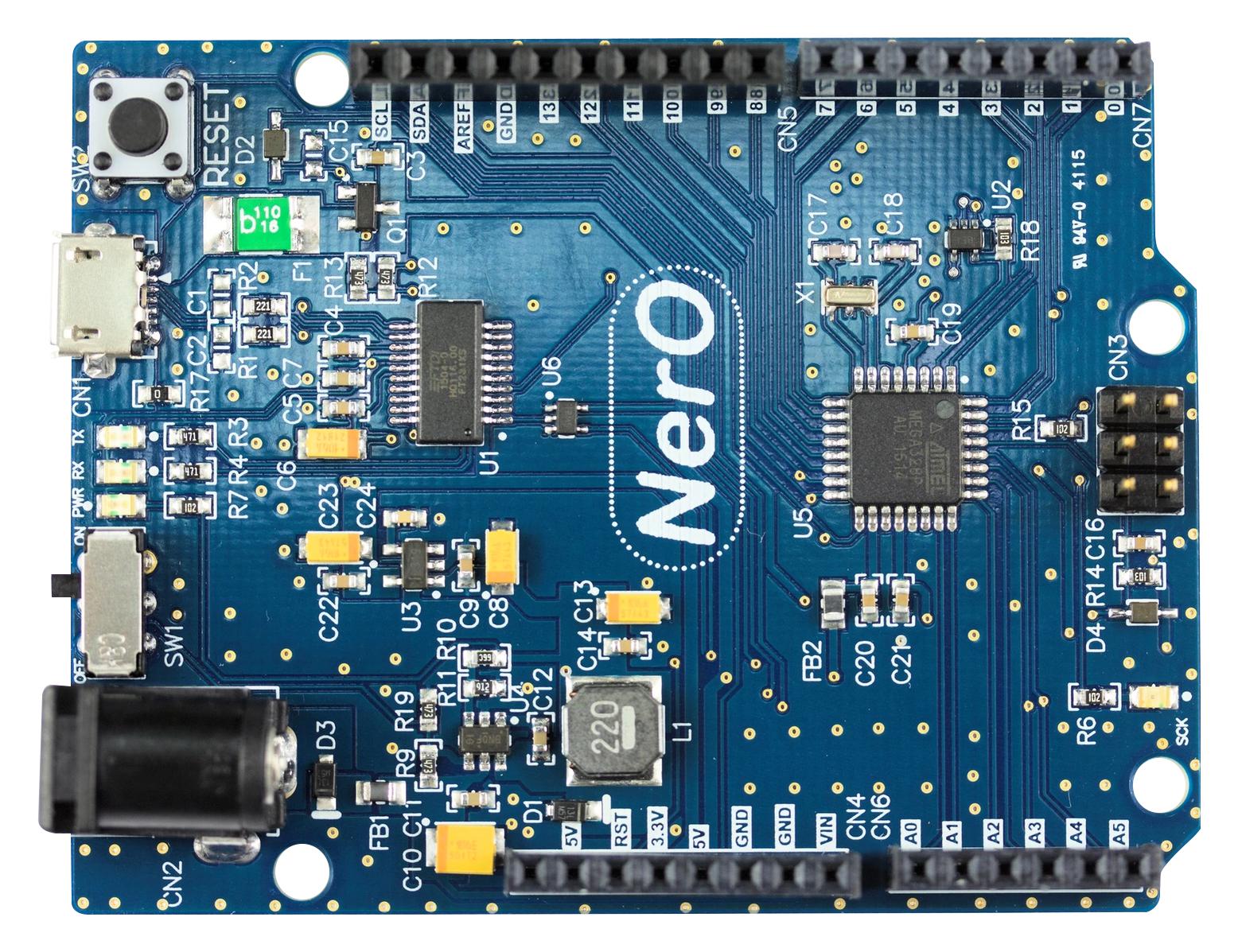 NERO-LP1 REF DESIGN BOARD, 8BIT AVR MCU BRIDGETEK