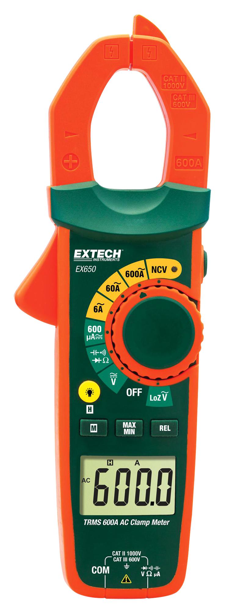 EX650 DMM, CLAMP, MANUAL, 600A, 3.75 DIGIT EXTECH INSTRUMENTS