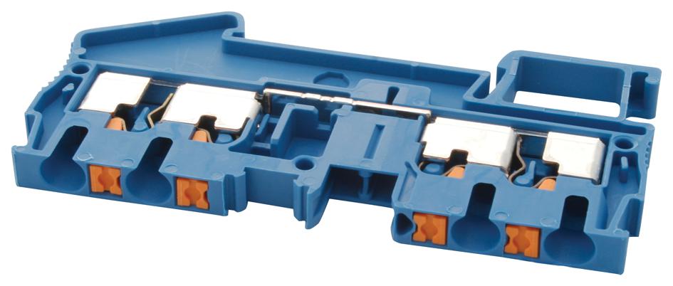 PT 2,5-QUATTRO BU TERMINAL BLOCK, DIN RAIL, 4POS, 12AWG PHOENIX CONTACT