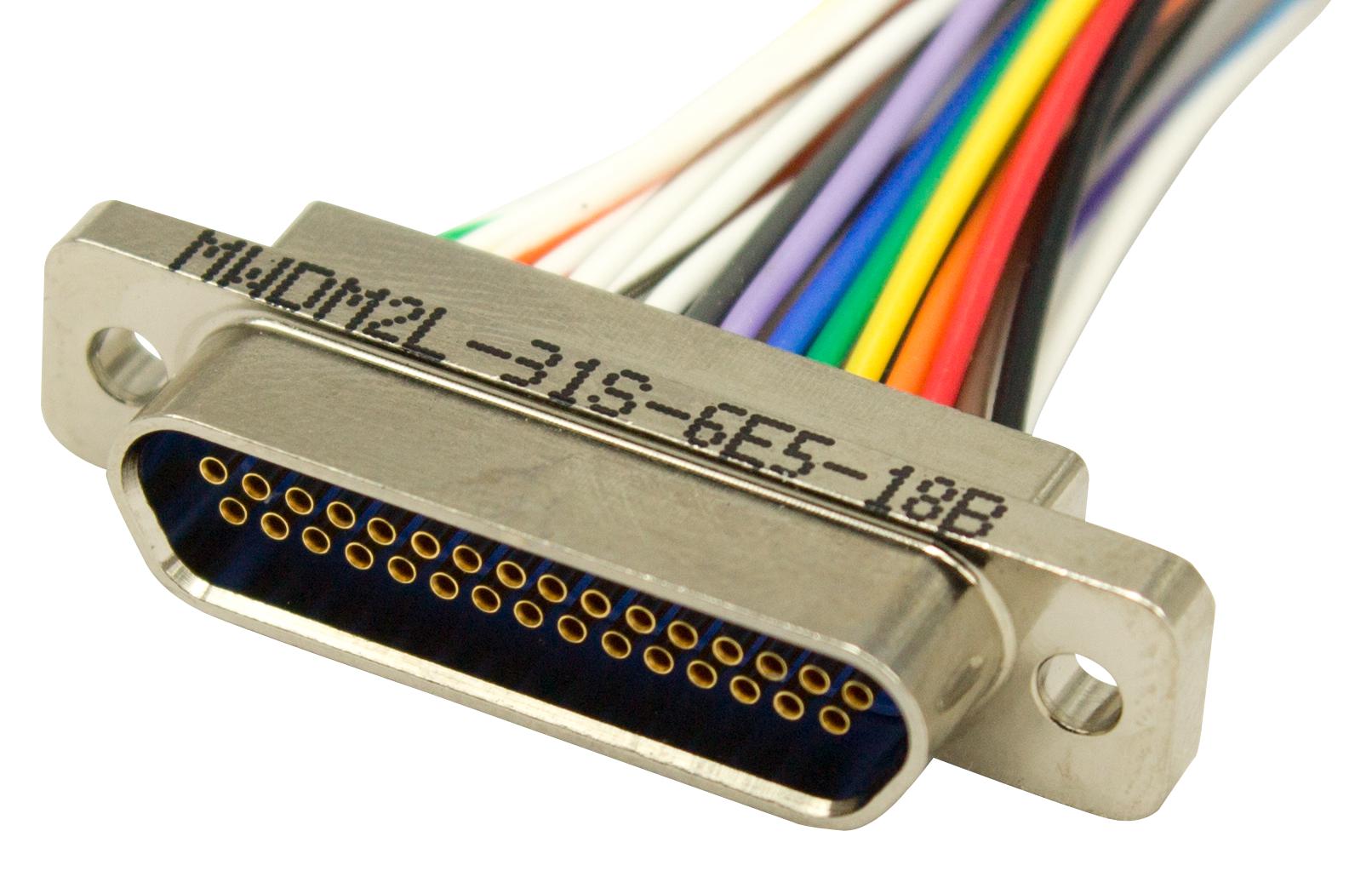 MWDM2L-31S-6E5-18.0B CABLE, 31POS, MICRO D RCPT-FREE END, 18" GLENAIR
