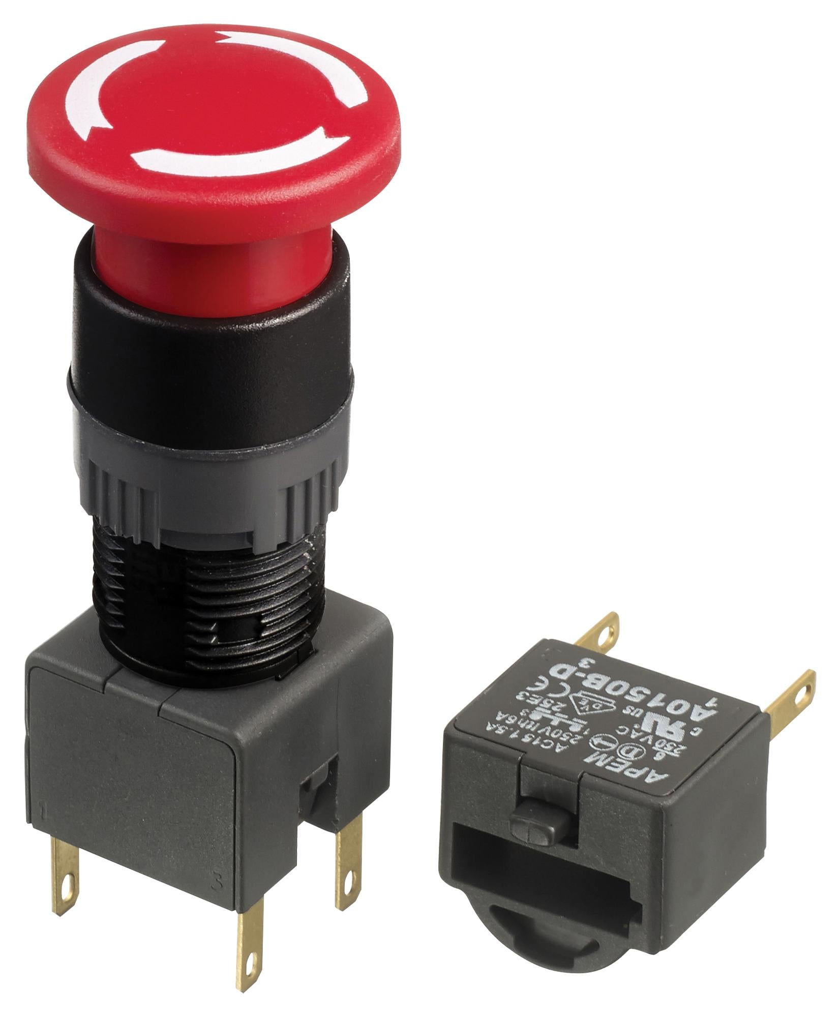 A01ES-DM+A0154B-D EMERGENCY STOP SW, DPST-NO, 6A, 250VAC APEM