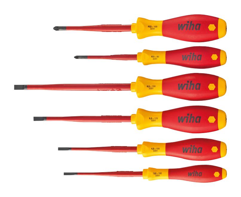 36455. SCREWDRIVER SET, SLOTTED/POZIDRIV, 6PCS WIHA