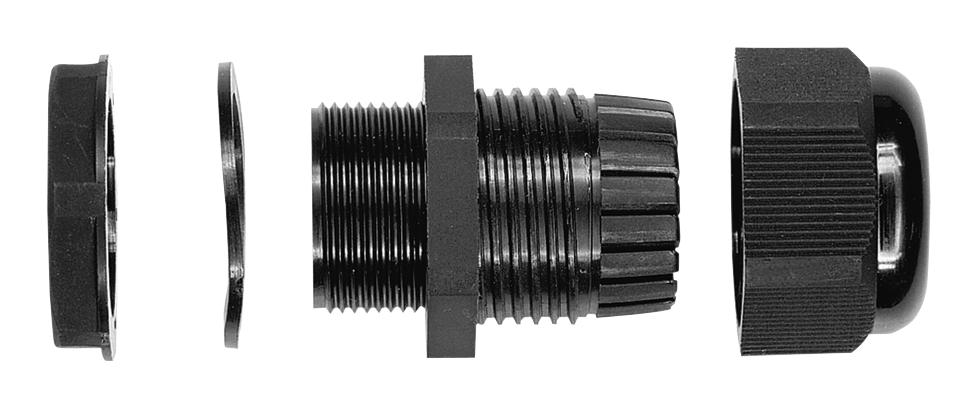 NG-9511 CABLE GLAND, PA66, 4.3MM, PG7, BLACK BUD INDUSTRIES