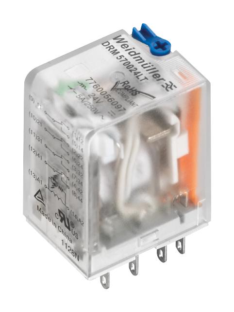 7760056097 SIGNAL RELAY, 4PDT, 10A, 250VAC, SOCKET WEIDMULLER