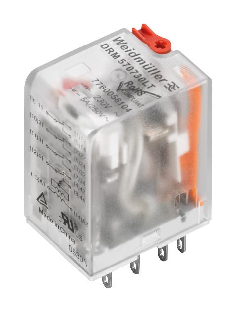 7760056104 SIGNAL RELAY, 4PDT, 10A, 250VAC, SOCKET WEIDMULLER