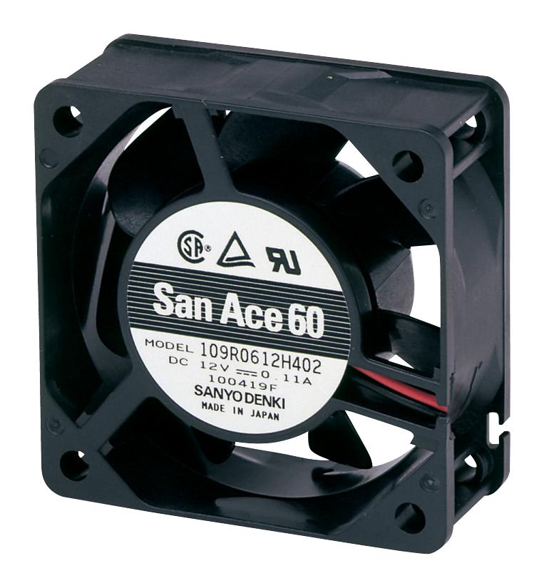 109R0612H4021 AXIAL FAN, 60MM, 12VDC, 18.7CFM, 28DBA SANYO DENKI