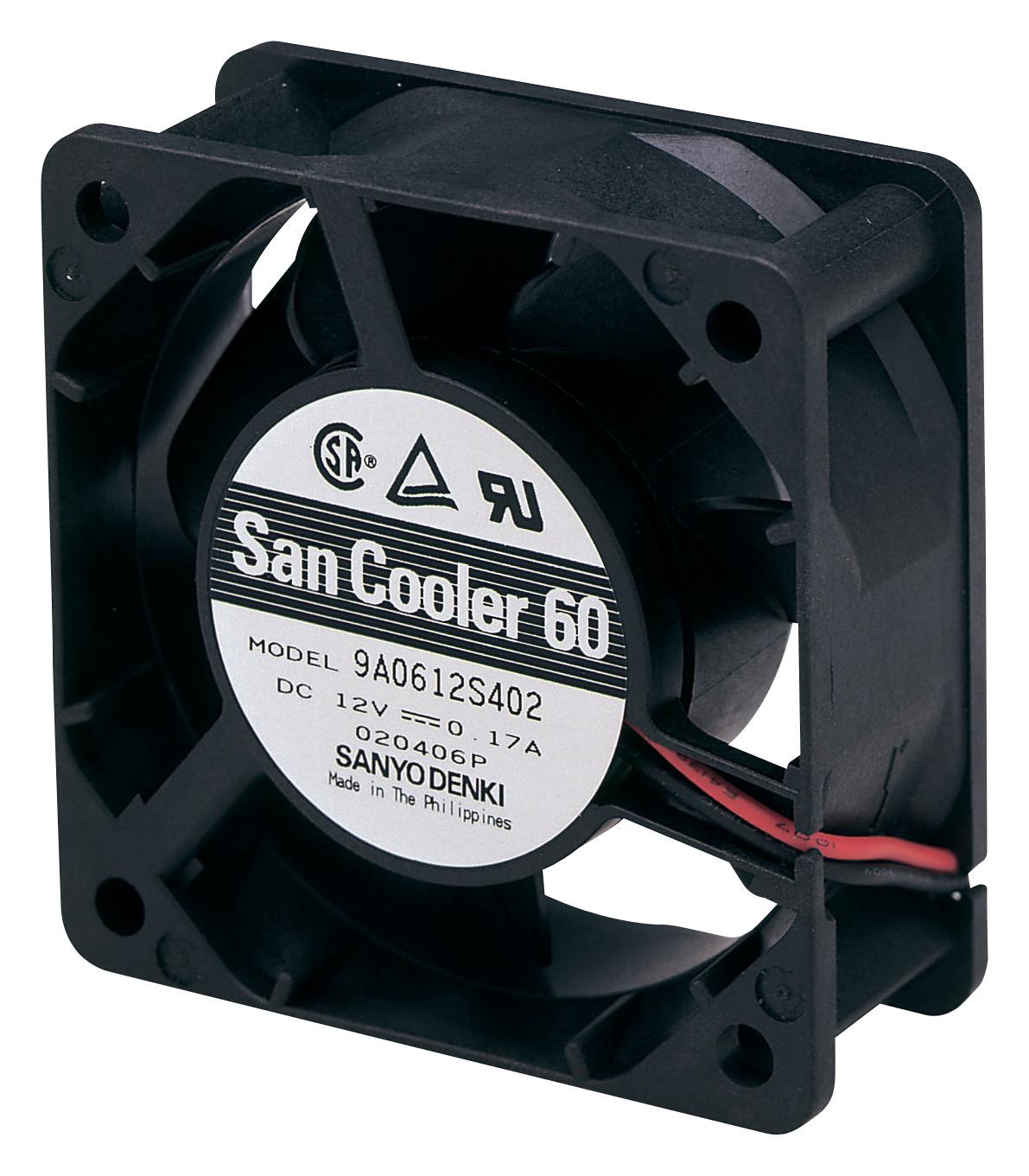 9A0624G402 AXIAL FAN, 60MM, 24VDC, 27.6CFM, 39DBA SANYO DENKI