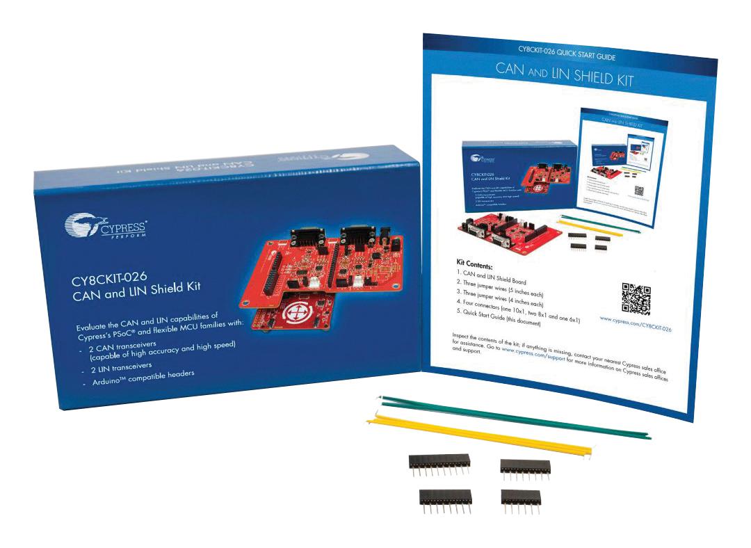 CY8CKIT-026 CAN AND LIN SHIELD KIT, PSOC 4 CYPRESS - INFINEON TECHNOLOGIES