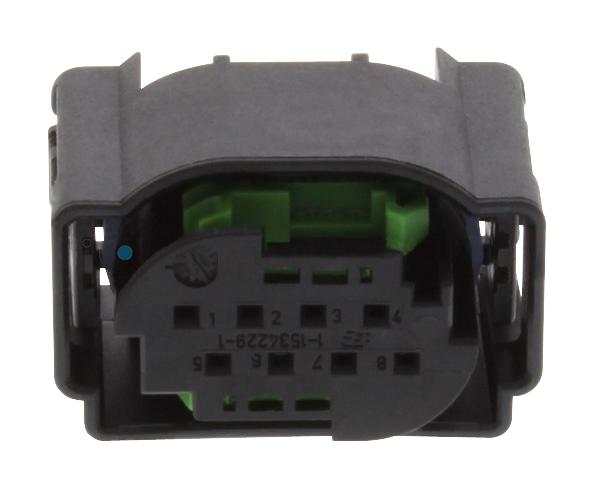 1-1534229-1 RECEPTACLE HOUSING, 8POS, GF PBT, BLACK AMP - TE CONNECTIVITY