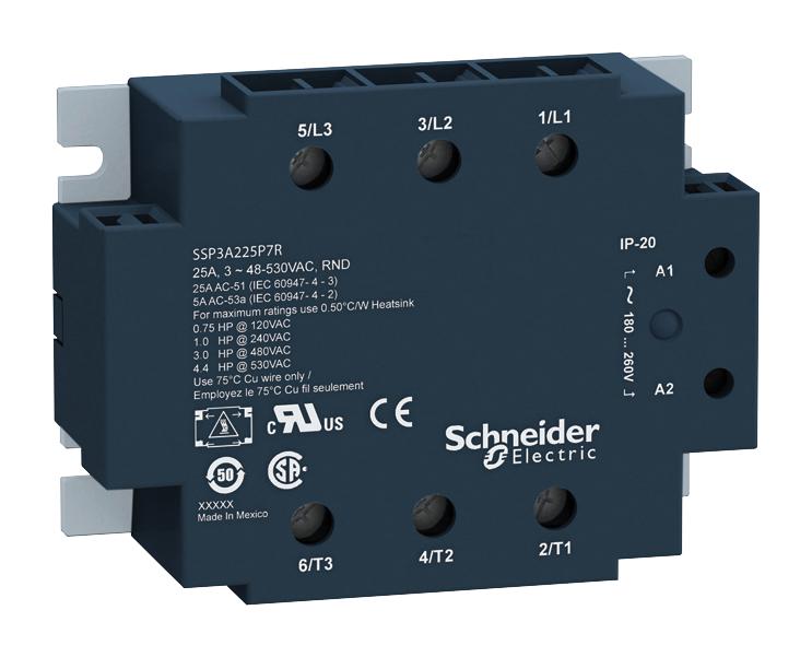 SSP3A225P7T SOLID STATE RELAY, 3PST-NO, 180-280VAC SCHNEIDER ELECTRIC