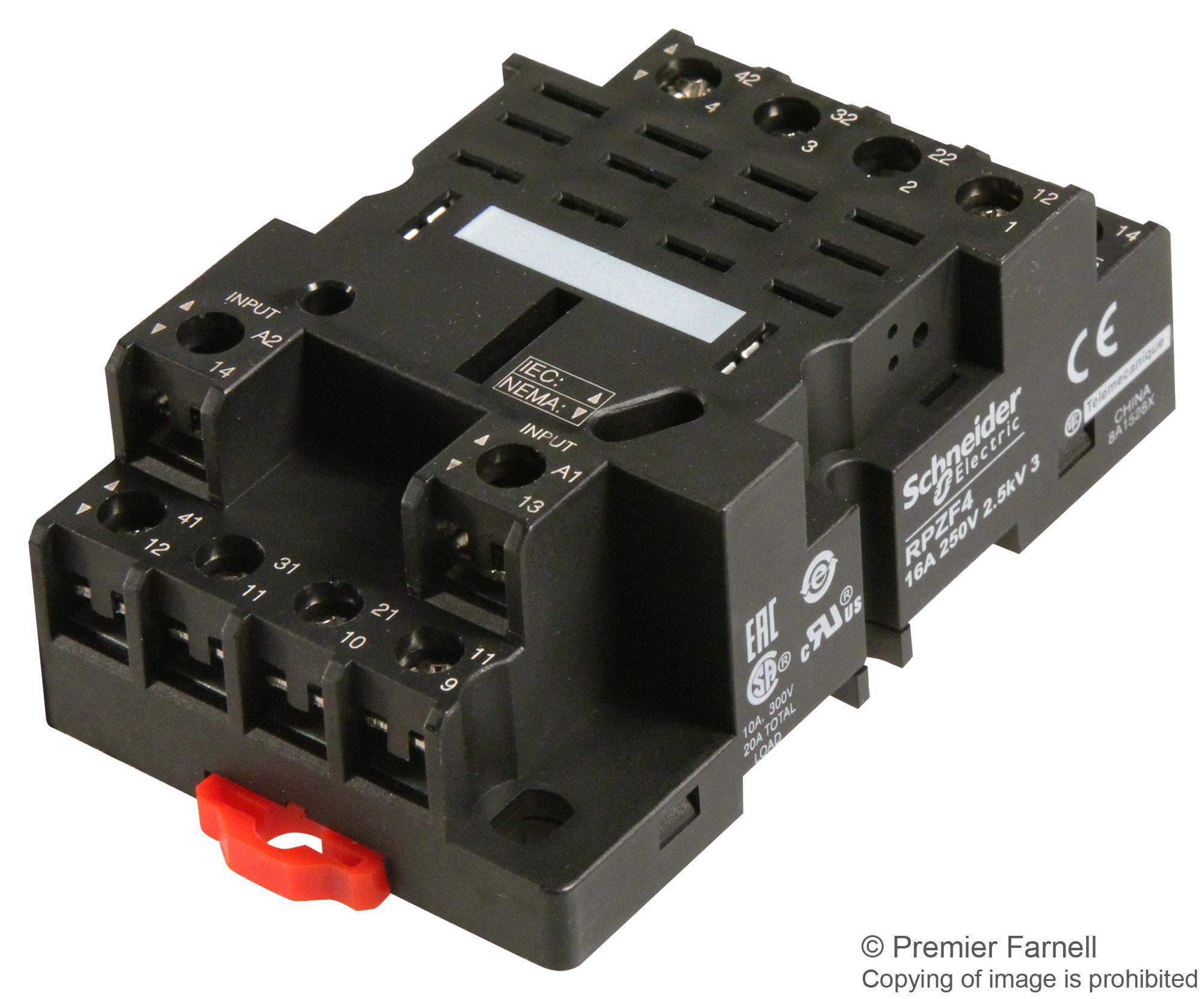 RPZF4 RELAY SOCKET, 16A, 250VAC, DIN RAIL SCHNEIDER ELECTRIC