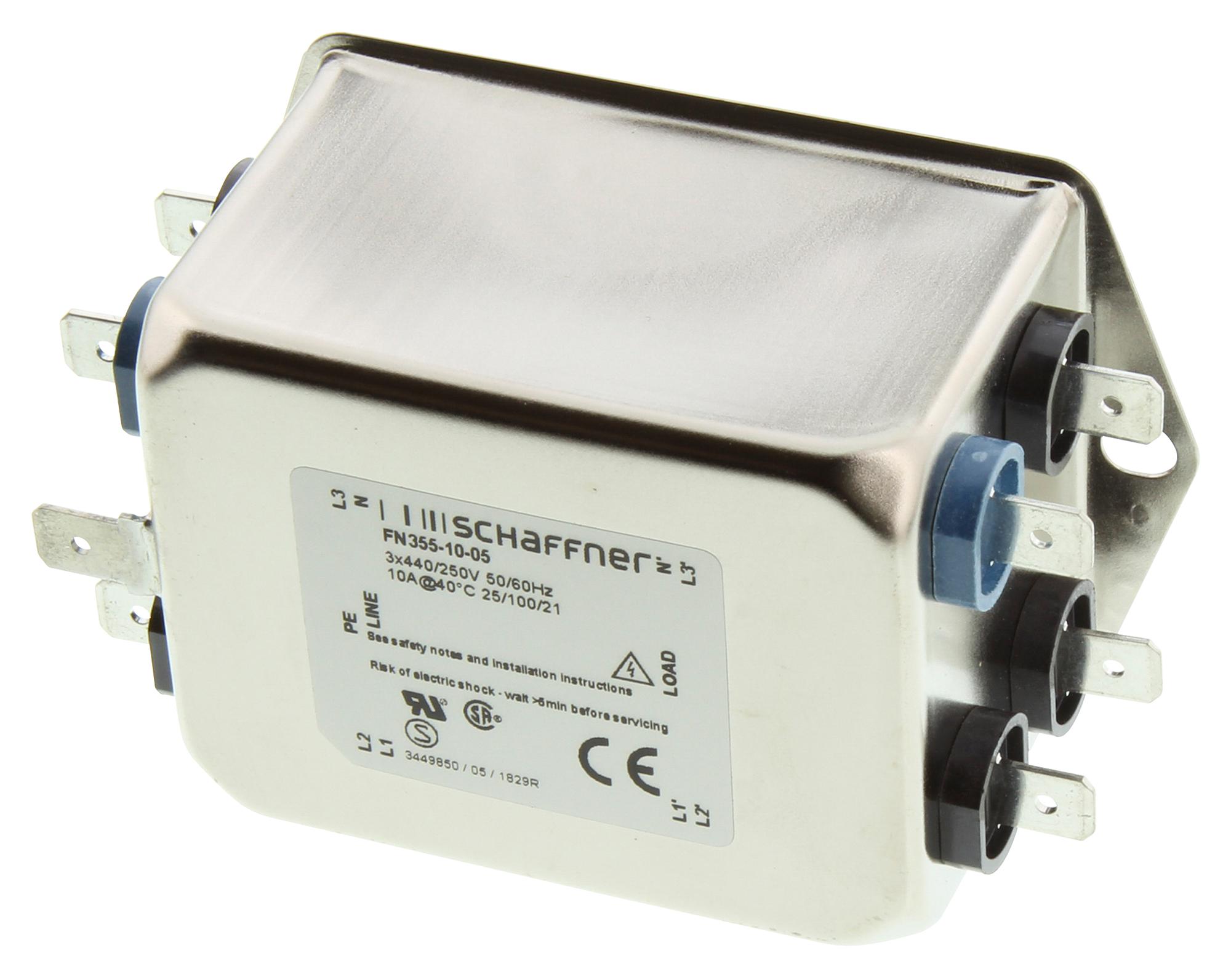 FN355-20-03 PWR LINE FILTER, 3 PH+NEUTRAL, 20A, 440V SCHAFFNER