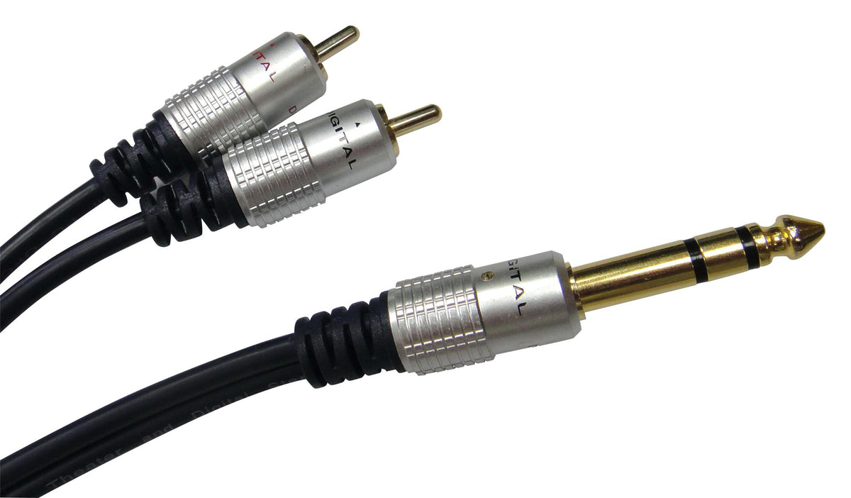 PS000049 ADAPTER, STEREO 6.35MM PLUG-2XRCA PLUG MULTICOMP PRO