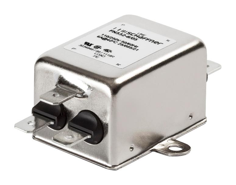 FN332-10A-05 POWER LINE FILTER, 1PH, 12A, 250VAC, QC SCHAFFNER