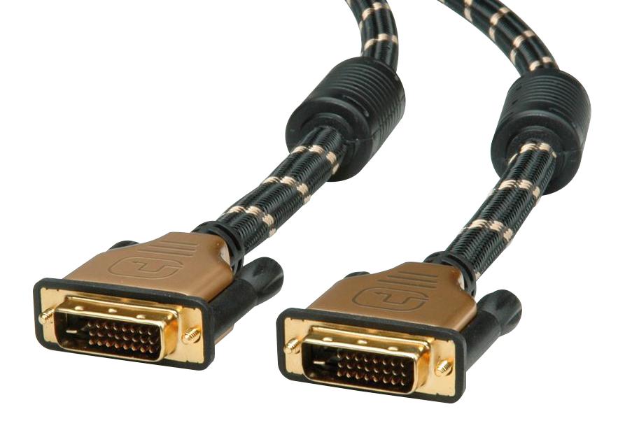 11.04.5513 MONITOR CABLE, DVI-D PLUG, 3M, BLK/GOLD ROLINE