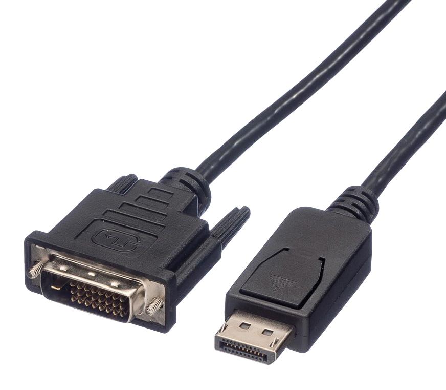 11.04.5613 AUDIO CABLE, DP-DVI/D PLUG, 1M, BLACK ROLINE