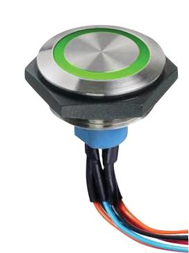 AV5V22F102074BK ILLUM PB SW, SPDT, 1A, 30VDC, WIRE LEAD APEM