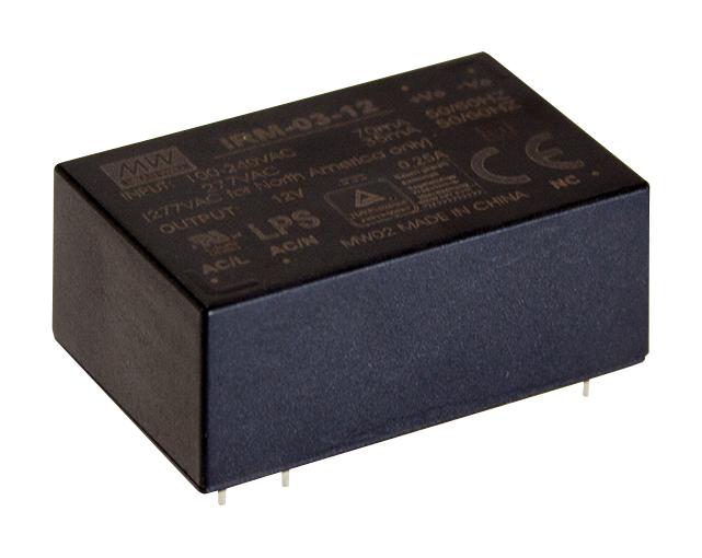 IRM-03-15 POWER SUPPLY, AC-DC, 15V, 0.2A MEAN WELL