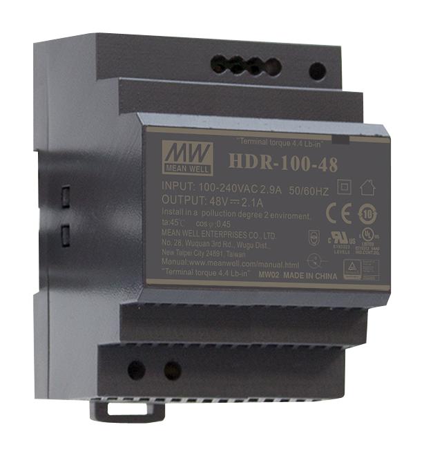 HDR-100-15 POWER SUPPLY, AC-DC, 15V, 6.13A MEAN WELL