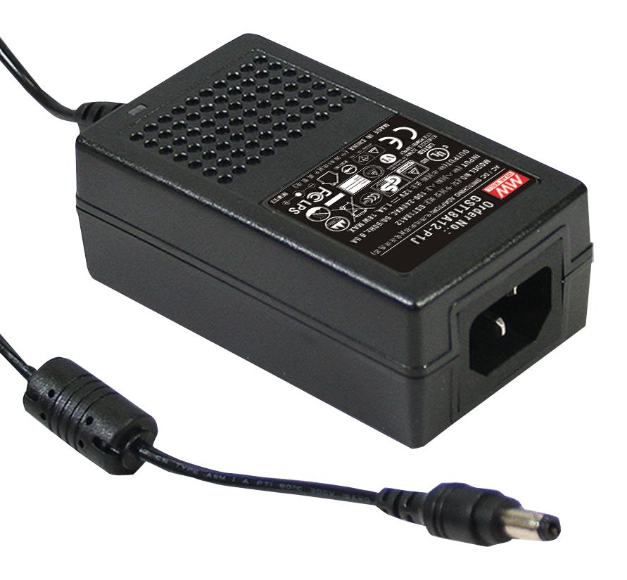 GST18A05-P1J ADAPTOR, AC-DC, 5V, 3A MEAN WELL
