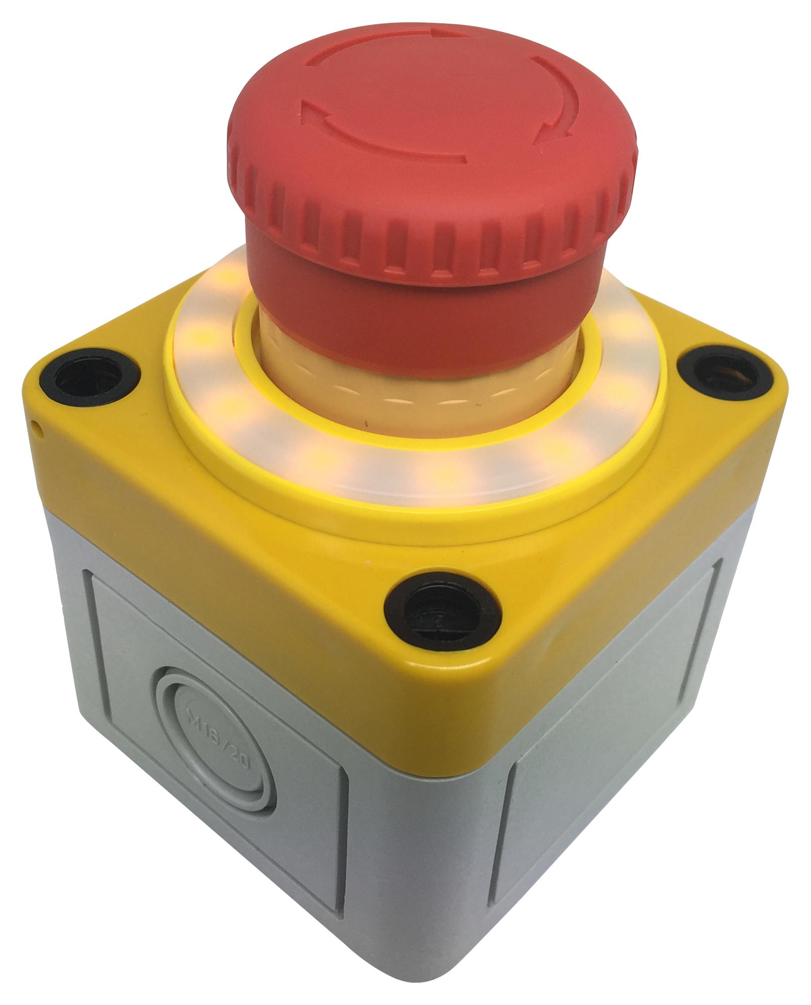 A02ESI3B102IX0+PEA01+QH22L57YC E-STOP PB SW, DPST-NC, 10A, 24VAC, SCREW APEM