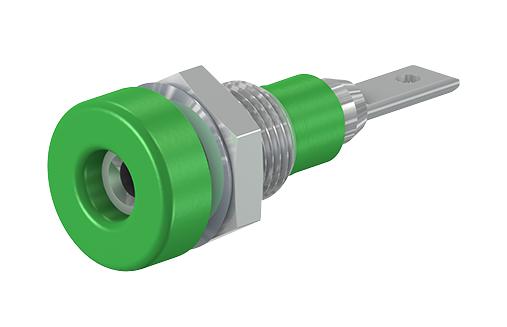 23.0030-25 BANANA JACK, 2MM, 10A, QC, GREEN STAUBLI