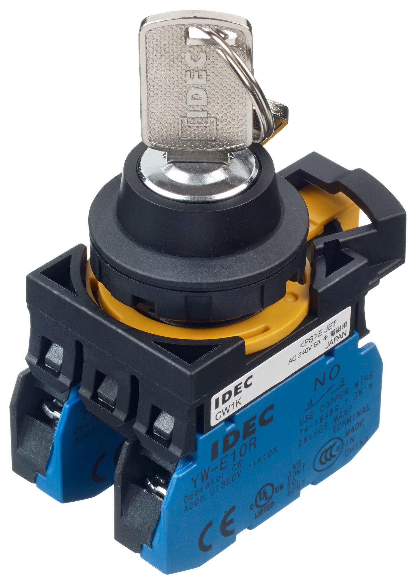 CW1K-2AE20 KEYLOCK SW, DPST-NO, 2 POS, 10A, 300VAC IDEC