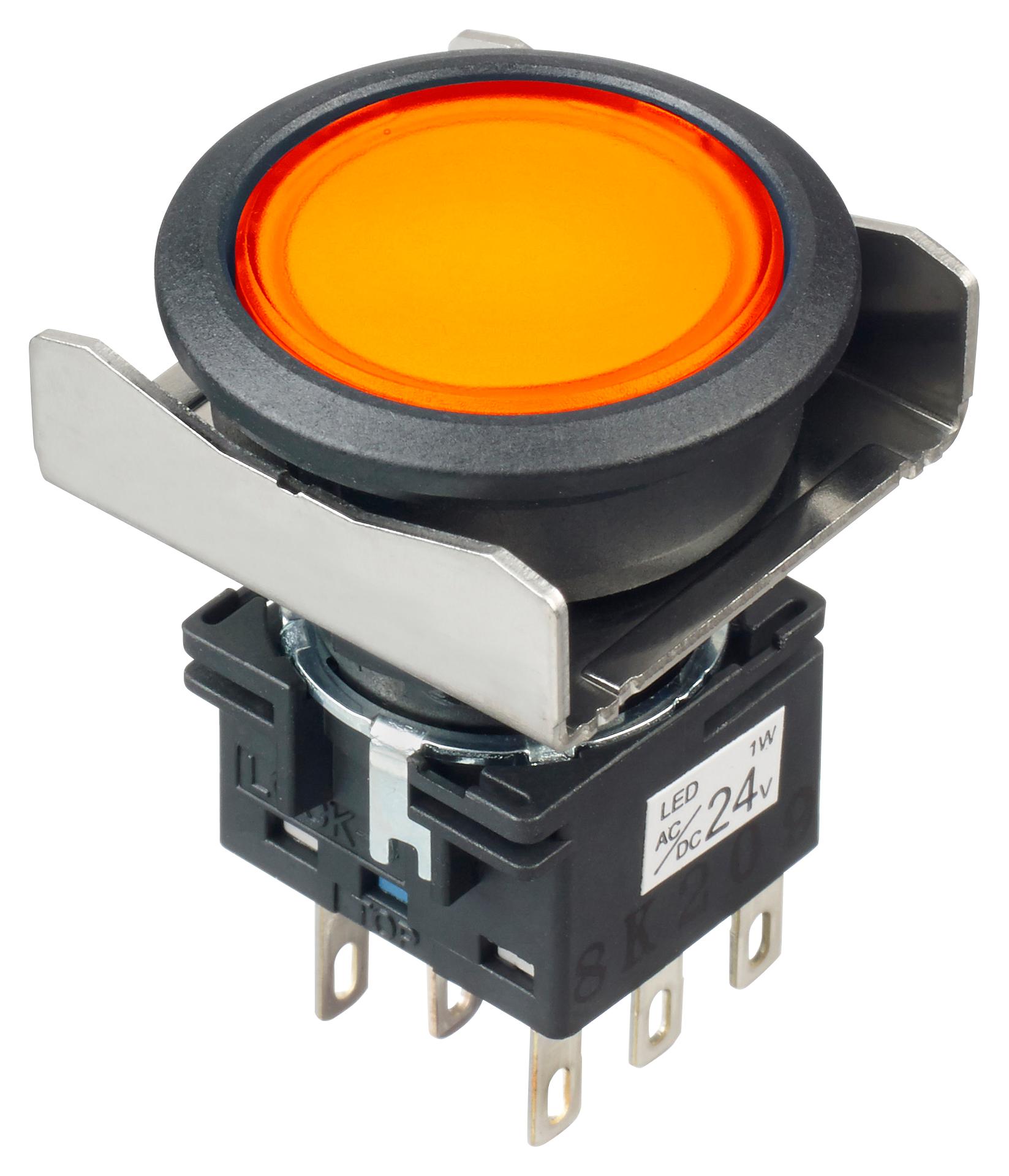 LBW6L-M1RT64WA PB SWITCH, DPDT, 24VAC/DC, SOLDER, AMBER IDEC