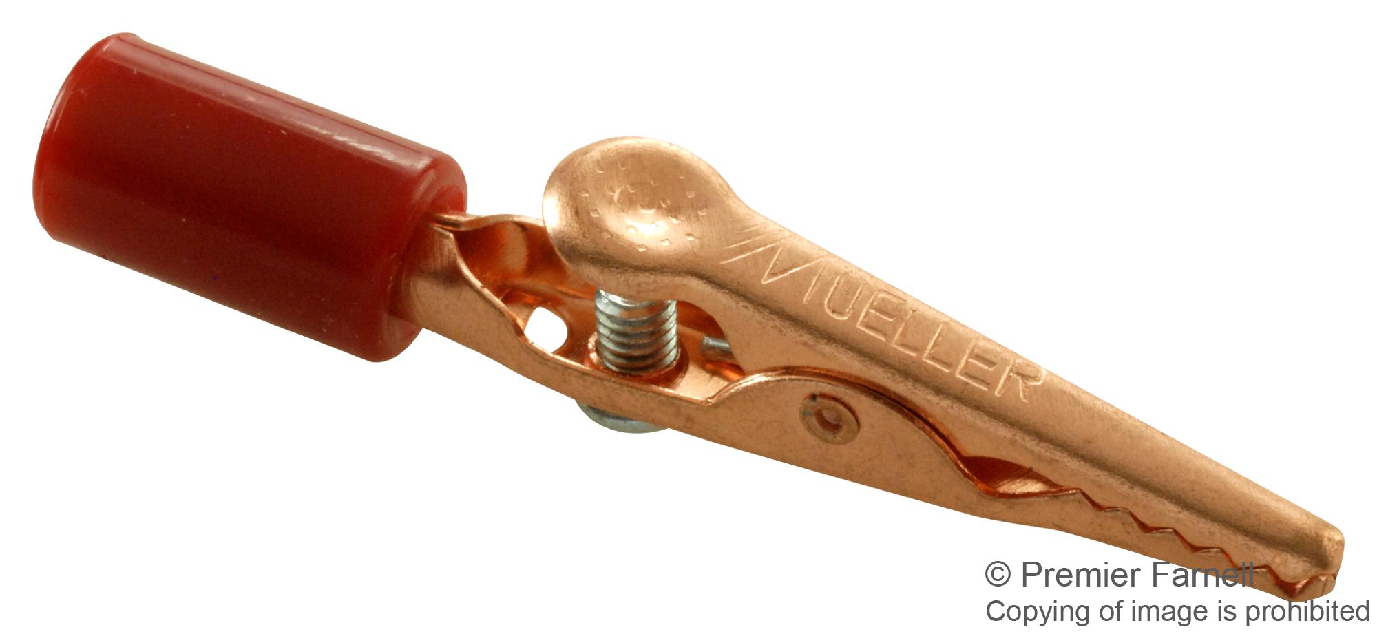 BU-60CHS-2 ALLIGATOR CLIP W/HANDLE, 10A, 7.9MM, RED MUELLER ELECTRIC
