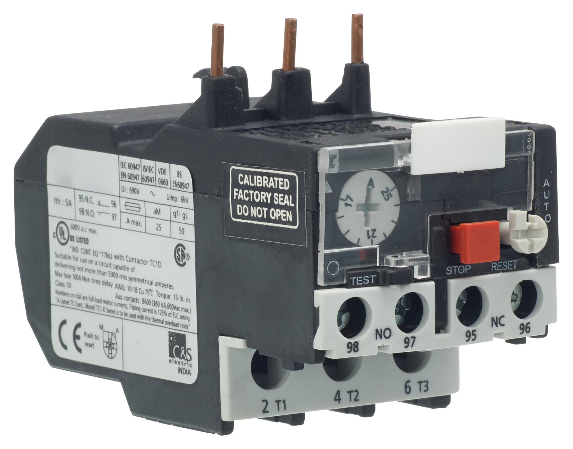 MCTR2-D09306 THERMAL OVERLOAD RELAY, 1-1.6A MULTICOMP