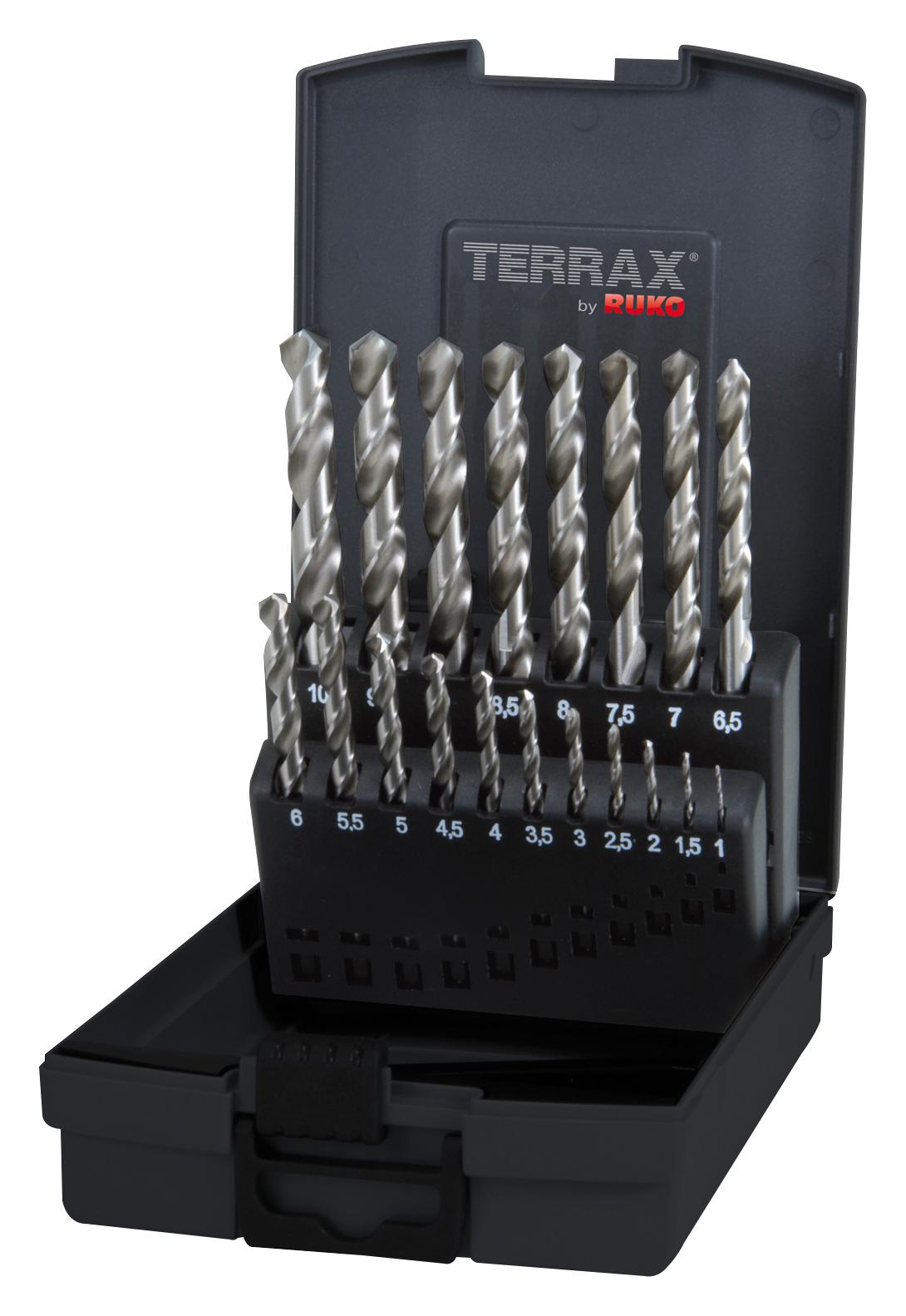 A214214RO TWIST DRILL SET, DIN338, TYPE N, 19 PCS RUKO