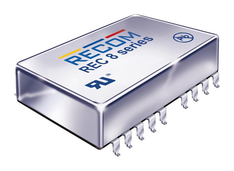REC8-483.3SRWZ/H2/A/M DC/DC CONV, 8W, 3.3V, 1.6A, DIP RECOM POWER