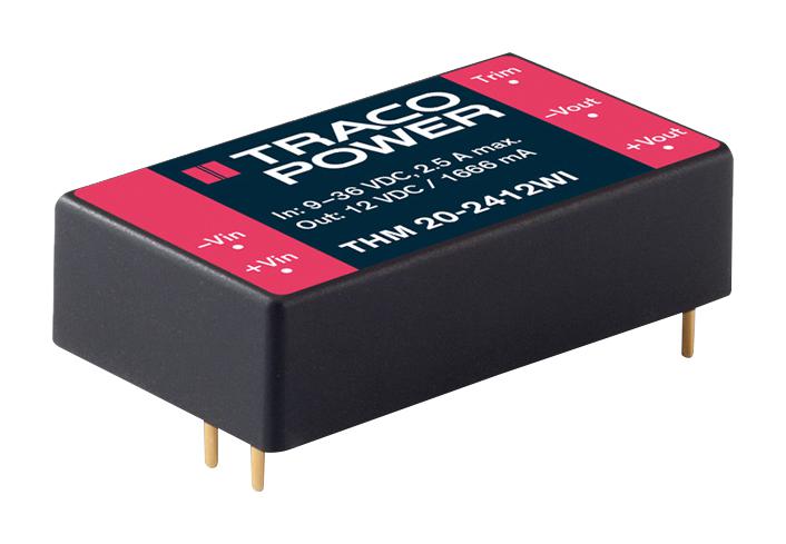 THM 20-2423WI DC-DC CONVERTER, MEDICAL, 2 O/P, 20W TRACO POWER