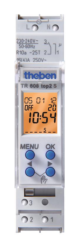 TR608 TOP2 TIME SWITCH, DIGITAL, SPDT, 16A, 240VAC THEBEN