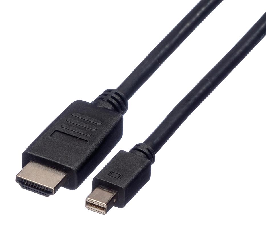 11.04.5789 CABLE, MINI DP-HDTV PLUG, 1.5M, BLACK ROLINE