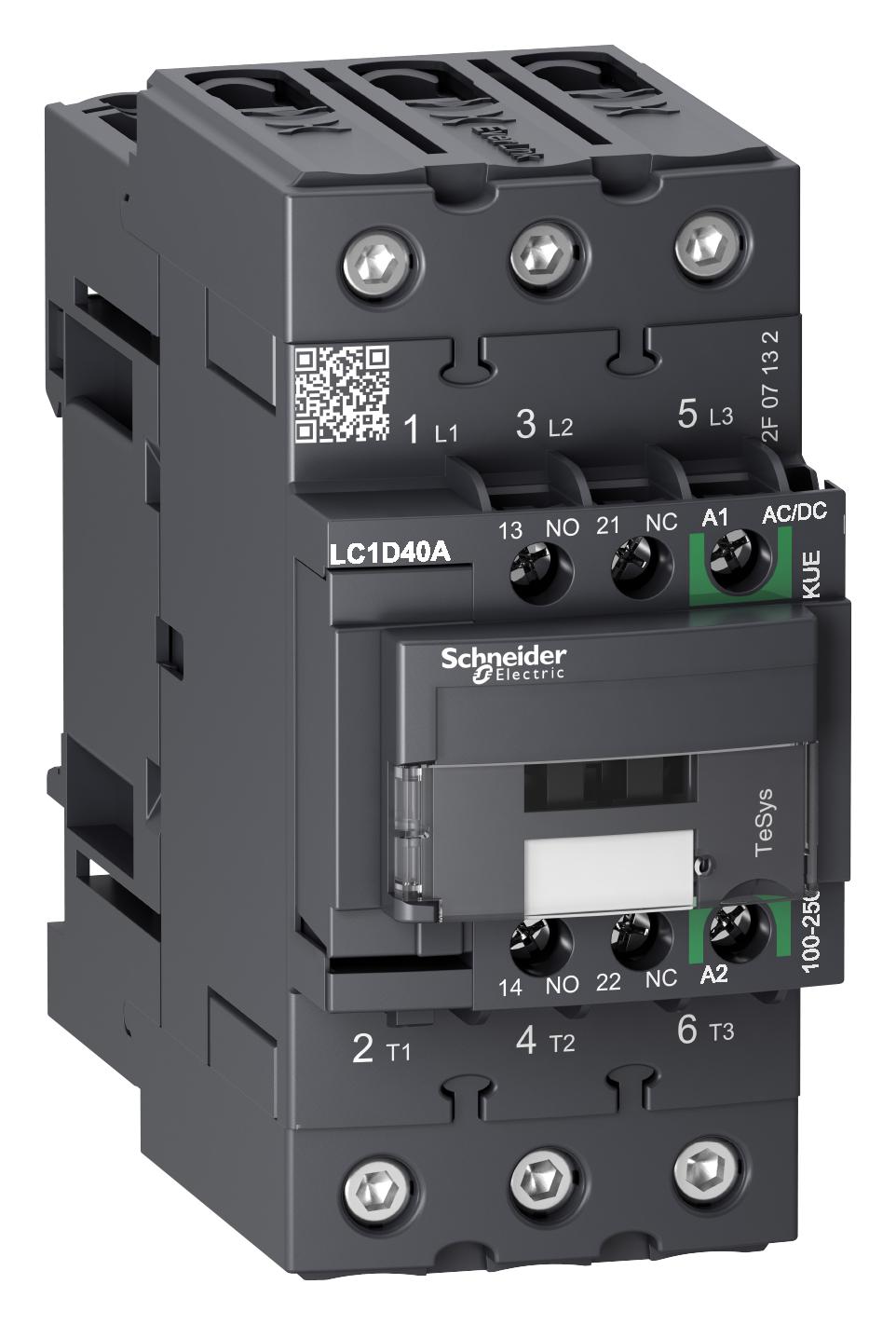 LC1D40AKUE CONTACTOR, 3PST-NO, 250V, DIN RAIL/PANEL SCHNEIDER ELECTRIC
