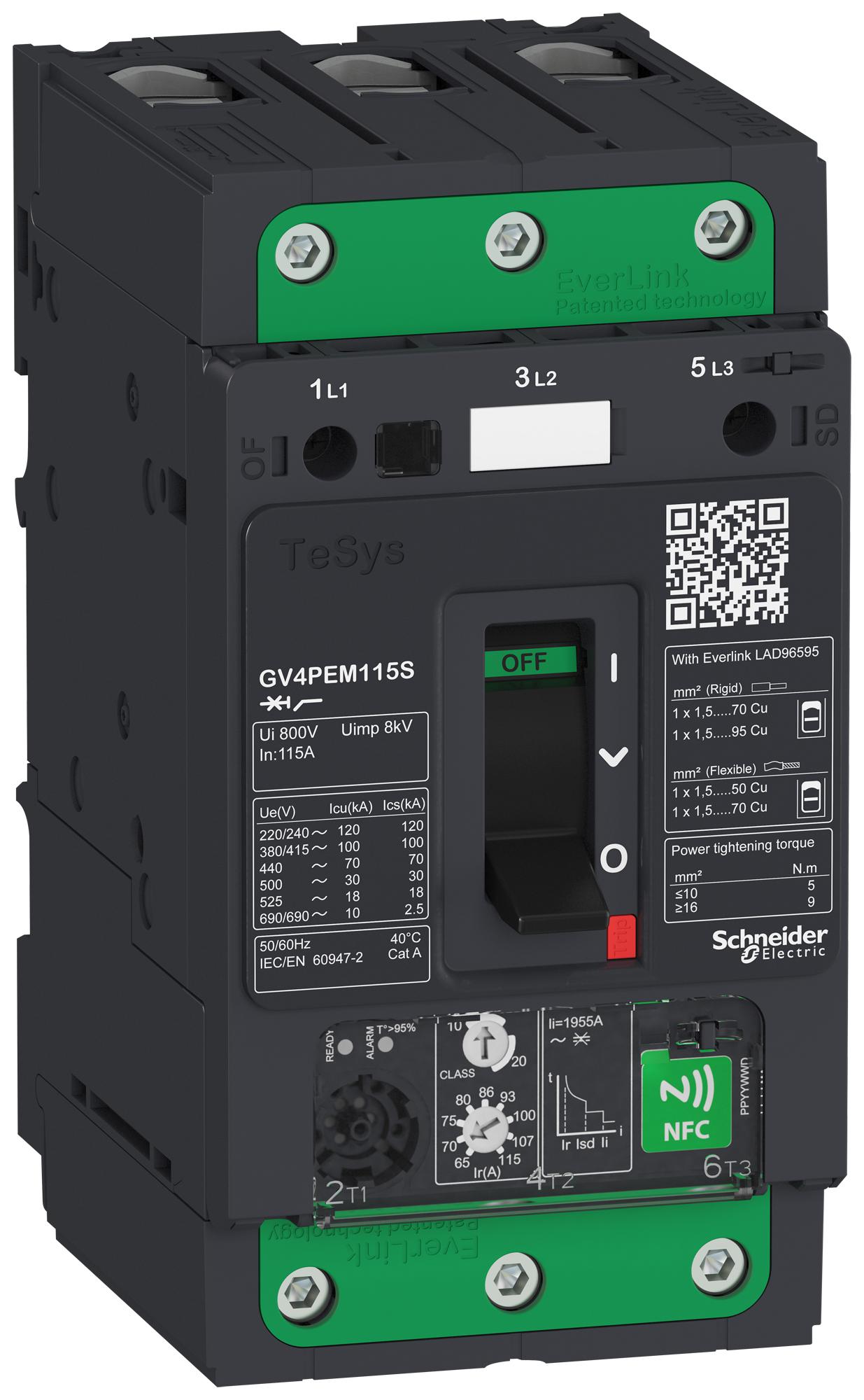 GV4PEM80S THERMAL MAG CKT BREAKER, 3P, 80A, 690VAC SCHNEIDER ELECTRIC