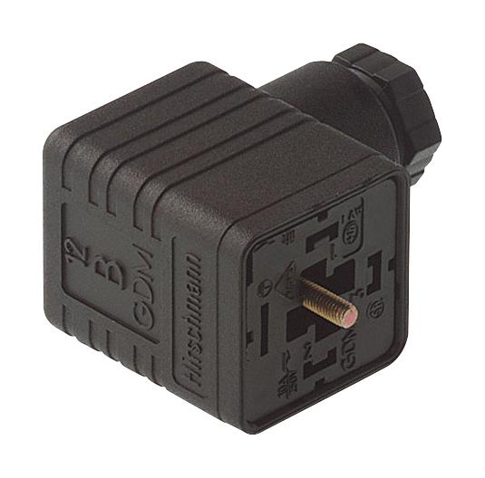 GDM 3016 BLACK POWER CONN, RCPT, 3+PE, SCREW, CABLE HIRSCHMANN
