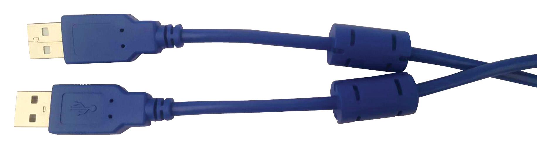 MC002463 USB CABLE, 2.0, A-A PLUG, 3M, BLU MULTICOMP