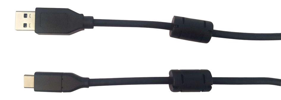 MC002482 USB CABLE, 3.0, A-C PLUG, 2M, BLK MULTICOMP
