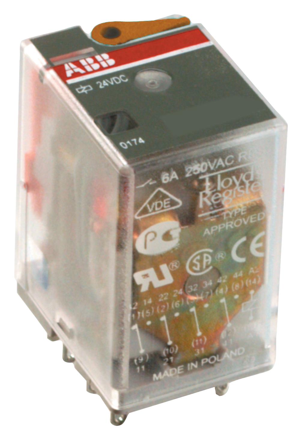 1SVR405618R7100 POWER RELAY, 4PDT, 6A, 250V, SOCKET ABB