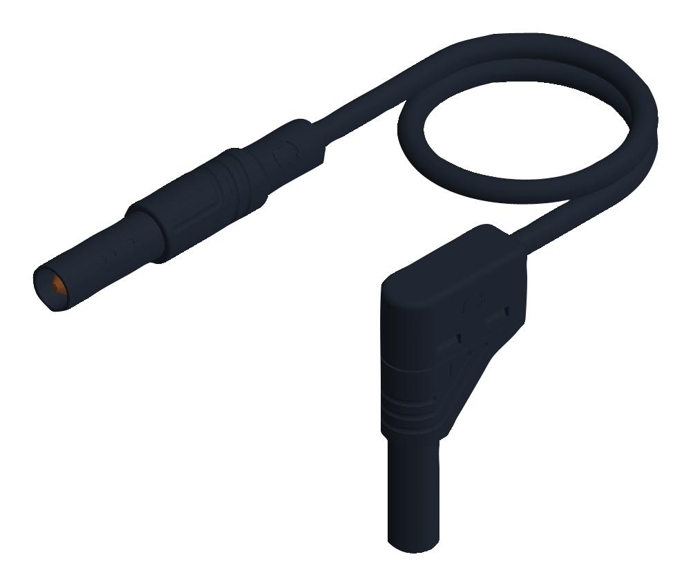 934081100 TEST LEAD, 4MM BANANA PLUG-R/A PLUG, BLK HIRSCHMANN TEST AND MEASUREMENT