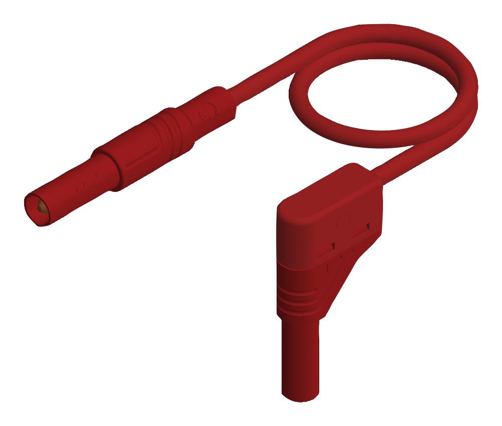 934182101 TEST LEAD, 4MM BANANA PLUG-R/A PLUG, RED HIRSCHMANN TEST AND MEASUREMENT