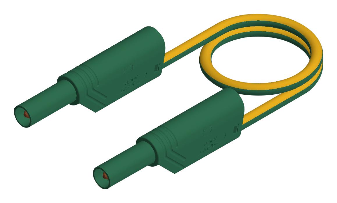 934086188 TEST LEAD, 4MM BANANA PLUG, GREEN/YELLOW HIRSCHMANN TEST AND MEASUREMENT