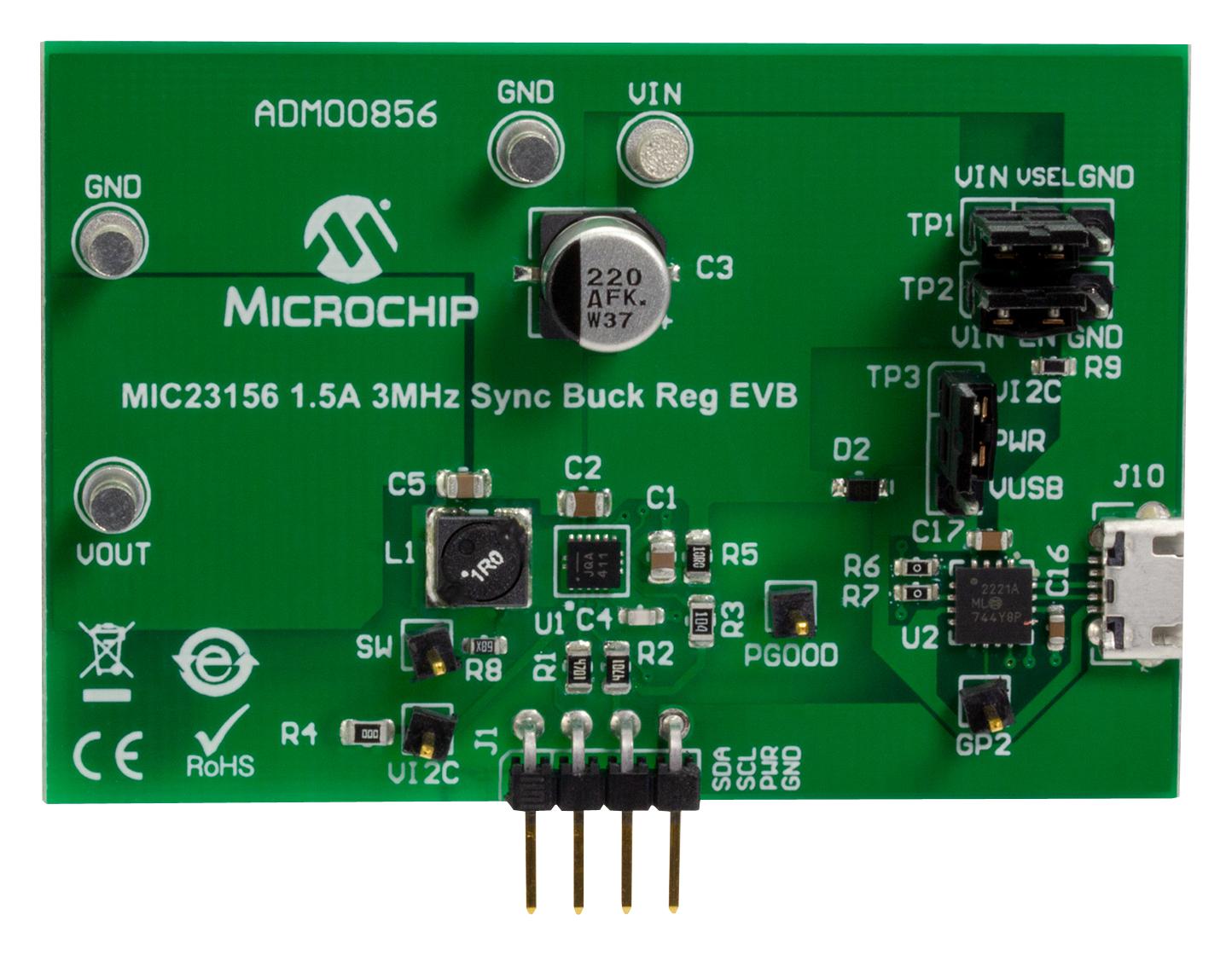 ADM00856 DEV BOARD, SYNC BUCK REGULATOR MICROCHIP