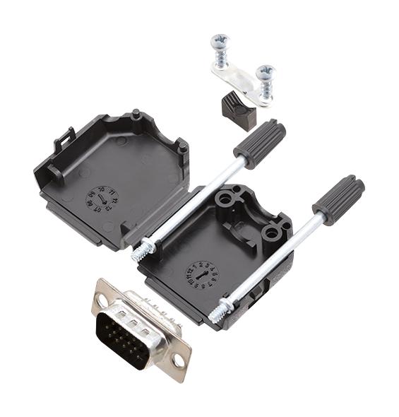 L17DPPK09-BK+L717HDE15P HD-D SUB CONNECTOR, PLUG, 15POS, SOLDER AMPHENOL ICC