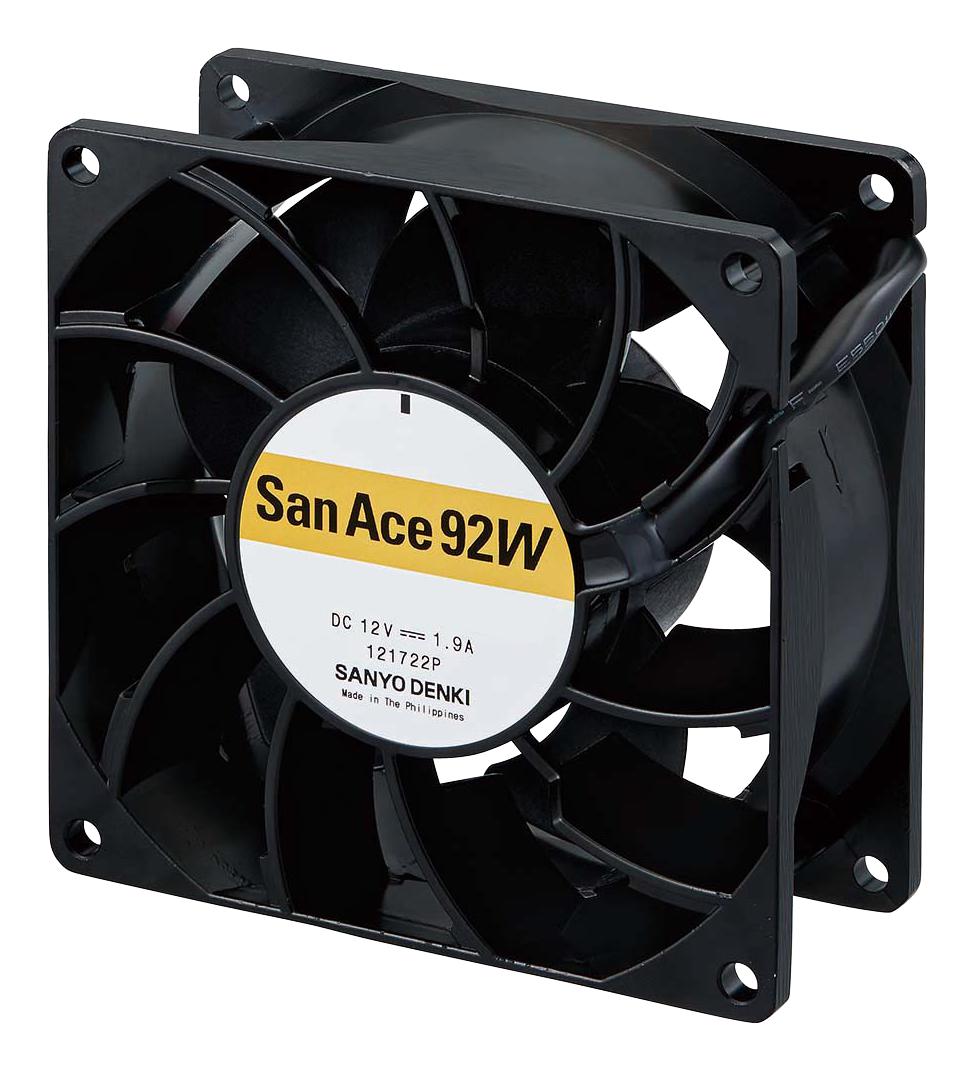 9WL0912P1H001 AXIAL FAN, 92MM, 12VDC, 130.6CFM, 61DBA SANYO DENKI
